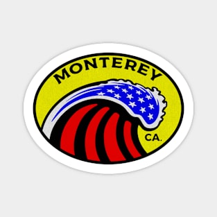 Monterey California Surfing Surf Patriotic Wave Sticker